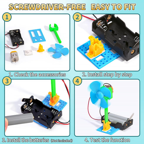 8 Set 8-12, 8-10 8 10 12 13 Bulk STEM Kits - Electrical Fans, Girls Boys Crafts Science Kits for Kids Age STEM Toys