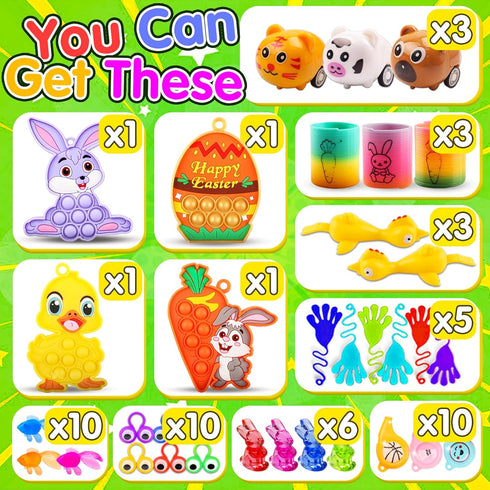 200PCS KissFree Easter Egg Fillers, Easter Basket Stuffers for Kids - Assorted Easter Toys for Egg Stuffers, Egg Hunt