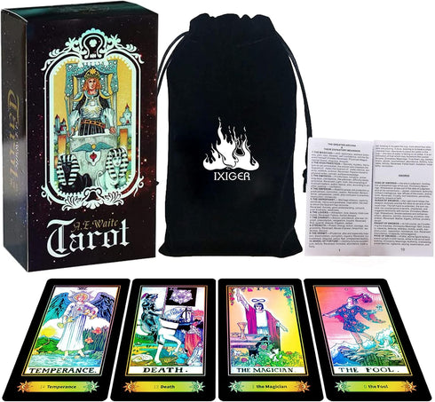 IXIGER Tarot Cards with Guide Book and Gift Bag - Classic 78 Card Deck for Beginners and Experts