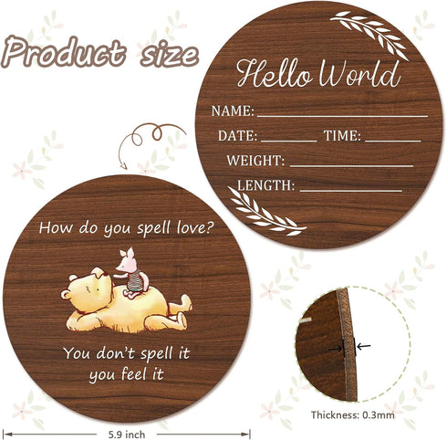Yewfold Baby Announcement Sign, Hello World Newborn Signs, Baby Name Sign, Birth Announcement Signs for Photo Prop