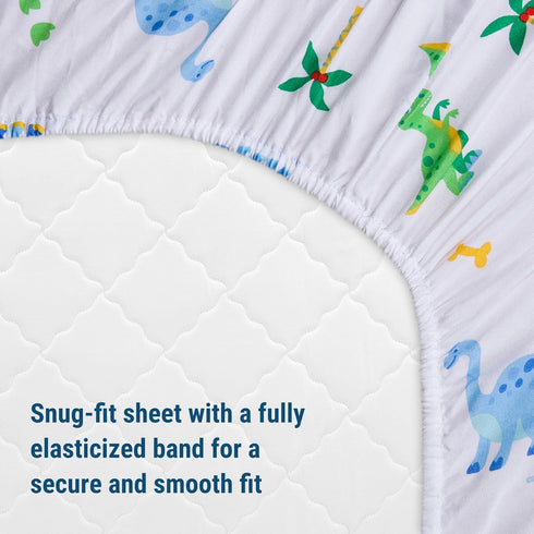 Wildkin 100% Cotton Fitted Crib Sheet, Soft & Breathable - Jurassic Dinosaurs
