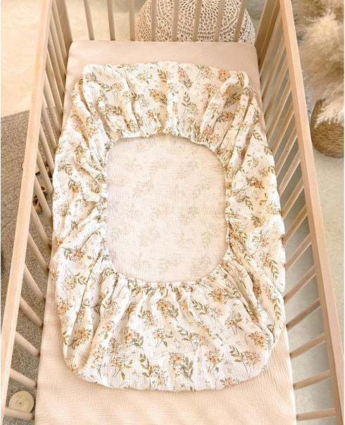 2Pack lulumoon Baby Muslin Crib Sheets - Toddler Cotton Fitted Crib Sheets Neutral for Boys and Girls
