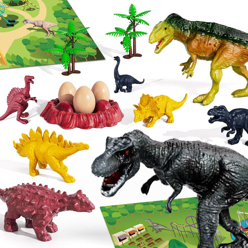 2-4, 3-5 8 2 3 4 5 6 Dinosaur Truck for Kids Dinosaur Action Figure Toys for Toddler with Dinosaur Figures, Play Mat