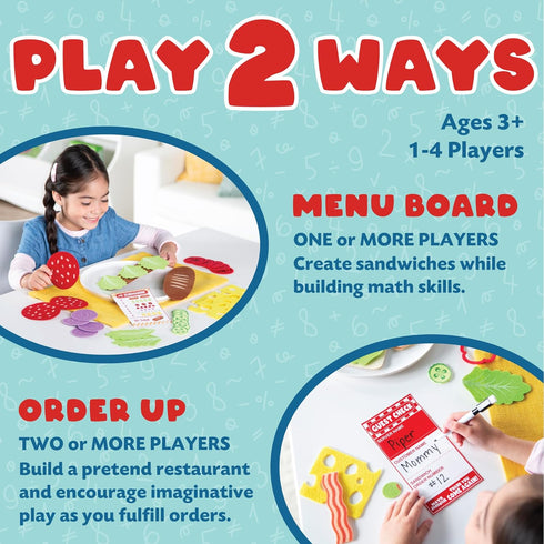 3 100+ 10 Peaceable Kingdom Math Sandwich Game: Preschool Math Games for Kids Ages and Up Includes Felt Food Pieces