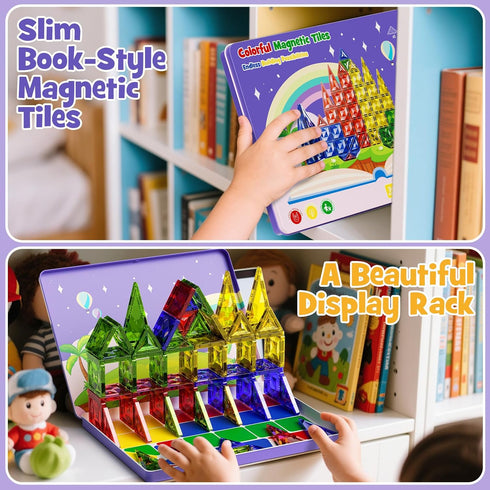 60pcs 3+ WMXDU Large Diamond Magnetic Tile, Magnetic Building Blocks Magnet Toy with Iron Box, STEM Educational