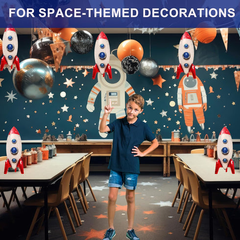 2 Pcs Large Rocket Balloons, 33 Inch Space Themed Party Decorations, Galaxy Balloons for Kids
