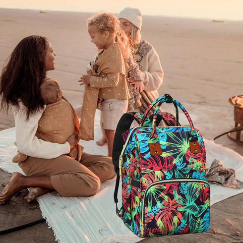Multi-Function Diaper Bag Backpack with Large Capacity and Insulated Pockets for Mom/Dad, Leaf