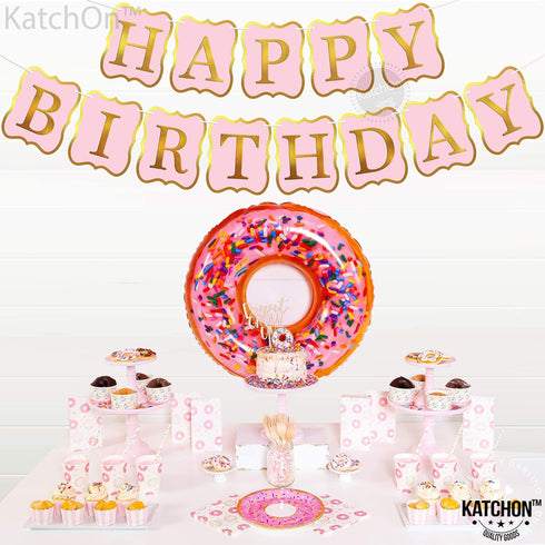 KatchOn Pink Happy Birthday Banner, 10 Feet, NO DIY | Happy Birthday Sign for Backdrop Decorations