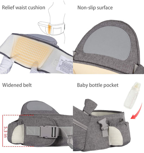 HHOCN Baby Hip Seat Carrier Baby Waist Stool with Waistband Extender for Child Infant Toddler with Adjustable Strap
