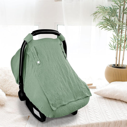 Summer 2 Pack Hooyax Muslin Baby Bundle - Breathable Car Seat Cover & Nursing Pillow Slipcover, Breathable