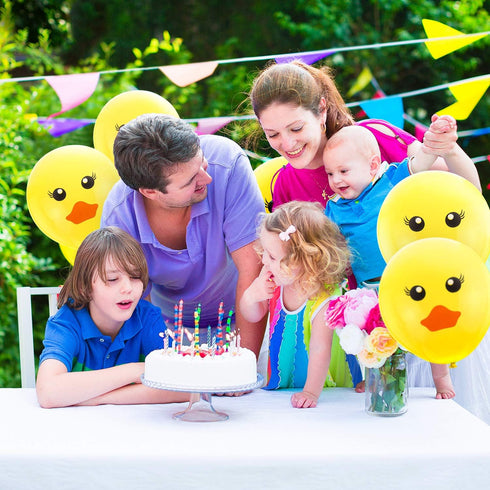 60 Yellow Duck Balloons - Cartoon Duck Printed Latex Balloons for Wedding, Birthday, Baby Shower & Classroom Decoration