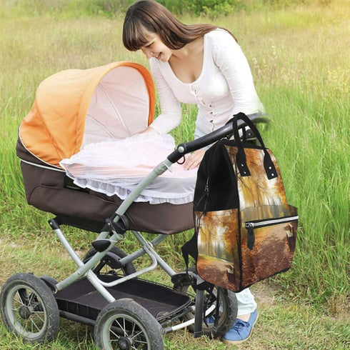HCBPWVQA Backpack Daypacks Backpack Mommy Autumn Park Diaper Bag with Changing Pad and Pacifier Holder, Multifunction