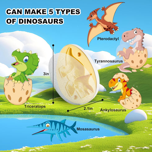 Sets 3-6, 3 4 5 6 7 8 Playdough Dinosaur Eggs for Kids Ages Dinosaur Dough Play Molds,Play Clay Accessories Dinosaur