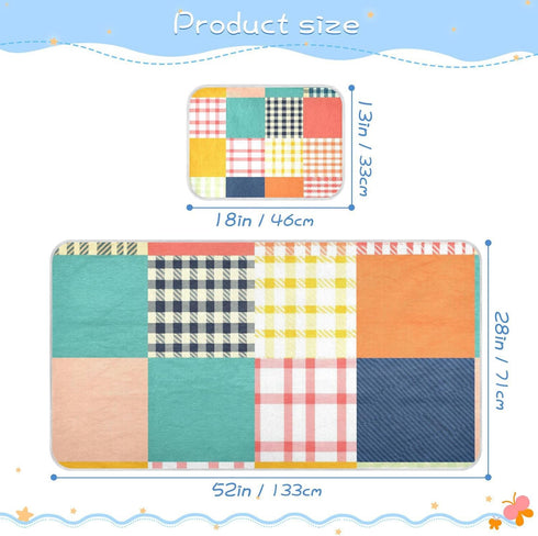 SyXIOP 28" 52" Colored Checkerboard Cooling Baby Crib Mattress Cover x Washable Bed pad for Baby&Toddler