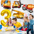 Tagberoy 3 40Inch 3 3rd Construction Birthday Party Supplies Year Old, Large Construction Balloons Gold Number Balloon