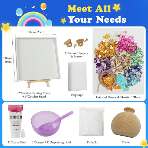 DIY Vase Mosaic Painting Kit, DIY Mosaic Arts and Craft Kits with Vase Flower Mosaic Accessories, Handmade Sticker
