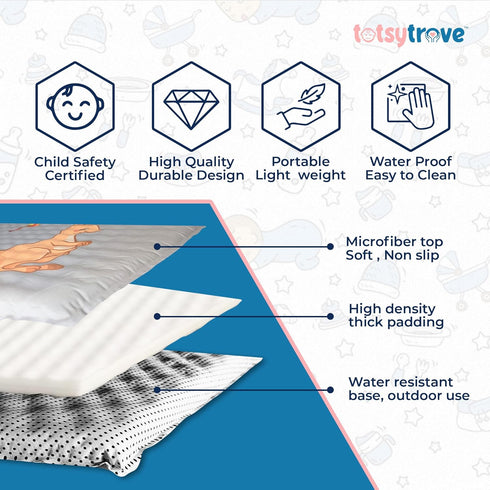 TotsyTrove 52" 45" Self Inflating Hexagon Playpen Mat - x Non-Slip Cushioned Portable Play Area - Thick Soft Baby Play