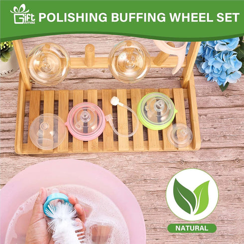 Countertop GiftAmaz Bamboo Baby Bottle Drying Rack, Space Saving Bottle Holder Portable Dryer Rack Organizer for Baby