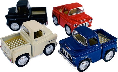 KinsFun KiNSMART 1955 Chevy Stepside Pick-Up 2 Inch Pullback Action Trucks SetOf4