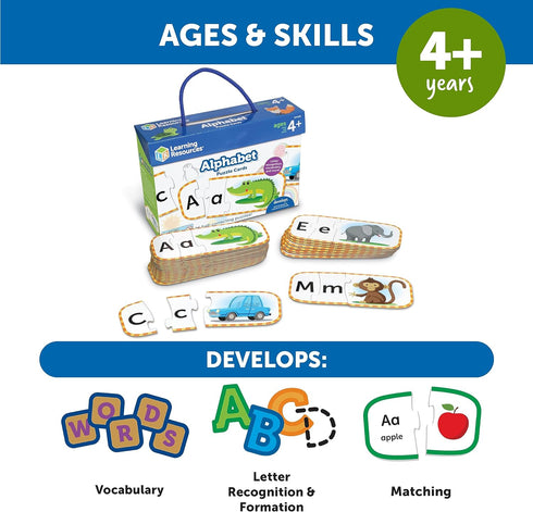 Learning Resources - Alphabet Puzzle Cards - Kindergarten Readiness, Self-Correcting Puzzles, Ages 4+