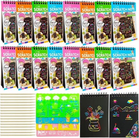 16 Pack Scratch Notebooks for Kids Ages 4-12, Art and Crafts, Party Favors, Treasure Box Prizes, Goodie Bags