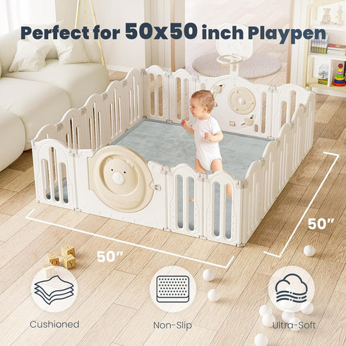 ACOMOPACK 1.3" 50x50 Kids,Infants,Toddlers,Tummy Baby Play Mat for Floor Thick Memory Foam Soft Velvet Playpen Mat