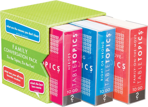 TableTopics Family Conversation Pack Card Game, 120 Starter Cards for Family Connection, Boxed Set of 3