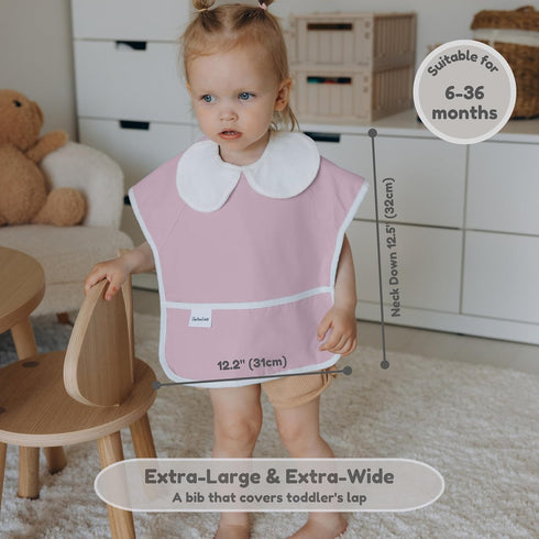 6-Layer 6-36 2-Pack, Waterproof Baby Bib, Reversible, Adjustable, Washable, Stain Oil Resistant, Months, food bib