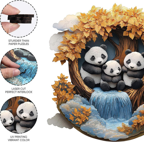 500 16.4x16.7 Jiroinlly Wooden Puzzles for Adults Pieces, Panda Family, Unique Shaped Jigsaw Puzzle, Relaxing Gift