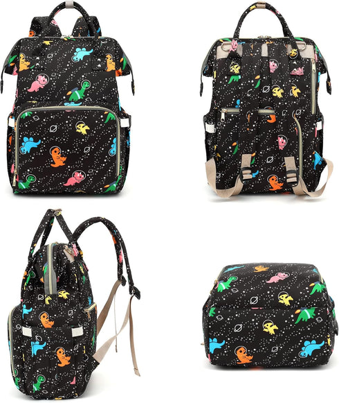 Xunteny Backpack Dinosaur Baby Diaper Bag for Girls Boys, Waterproof Large Maternity Nappy Bags for Mom