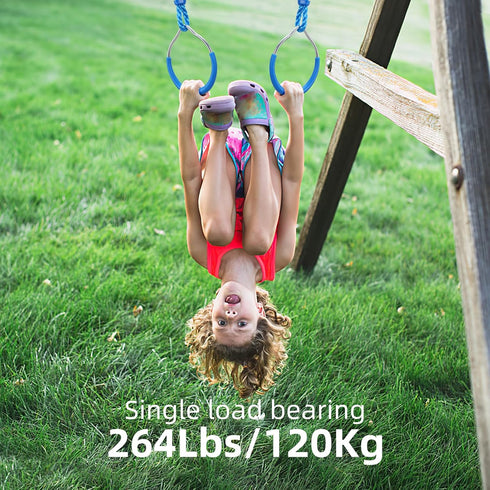 PELLOR Multi-Color Ninja Rings, Gymnastic Rings Backyard Playground Training Equipment Play for Kids & Adults, Swing
