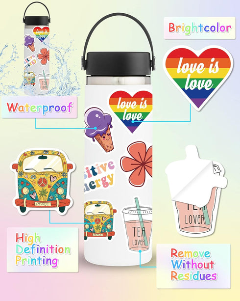 300 Pcs/Pack Cute Vinyl Waterproof Stickers for Water Bottles, Vsco Laptop Stickers for School Students Gifts