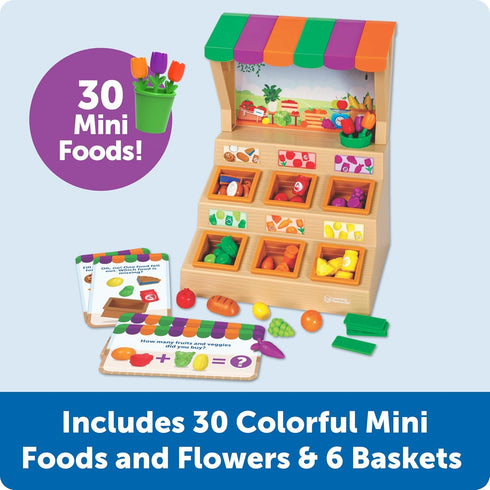 Set, Sets Learning Resources Mini Farmstand Sorting Play Food for Kids Kitchen, Grocery Store Pretend Play, Montessori