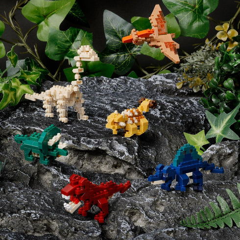 nanoblock - Dinosaurs - Complete Set of 6 Dinosaur Assortment, mininano Series Building Kit