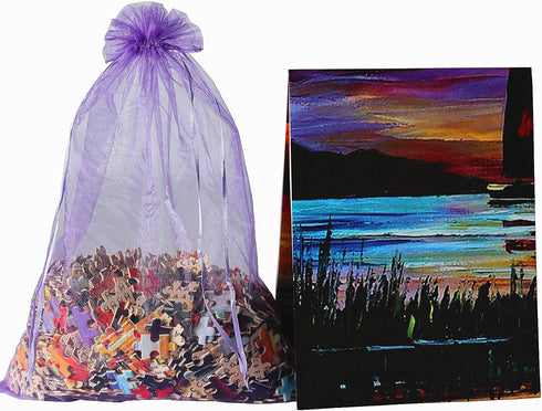Moruska Sunrise Sailing Boat - 1000 Piece Wooden Jigsaw Puzzle - Gradient Color Oil Painting