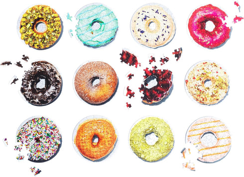 Dozen Donuts 540 Piece Puzzle for Adults, Soft Touch Pieces, 12 Mini Puzzles