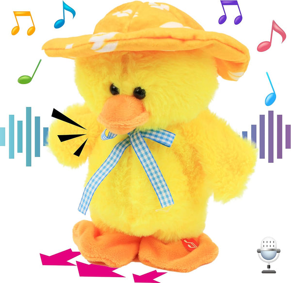 Hopearl Talking Singing Duck Toy - Repeats What You Say, Walking Duckling Electric Interactive Toy for Toddlers