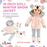 18 Inch Set 4PC Doll Winter Clothes - Koala Snow Jacket Coat Outfit with Matching Hat & Boots Compatible with American