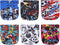 CASTLE CAT 6pcs Washable and Reusable One-Fit-All Cloth Diapers with Grey Polar Fleece Liner