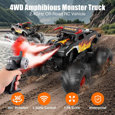 1:16 8-12 4WD 8 9 10 11 12 Alotwan Remote Control Monster Truck Waterproof - Scale RC Truck, Rc Cars for Boys Age