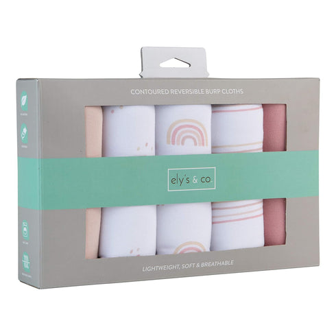 5pc Ely's & Co. Baby Burp Cloths - Hourglass Shape with Extra Absorbent - Baby Bibs & Burp Cloths Baby Girl and Baby