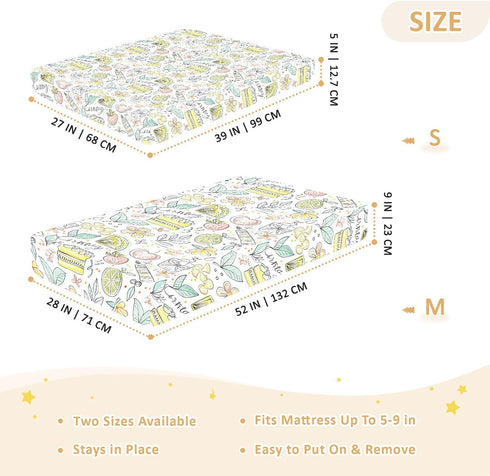 miaozhen 1 Pack 52x28 Cotton Baby Crib Sheets Soft Cute Doodle Drawings Flower Fruit Cake Colorful Crib Mattress Sheet