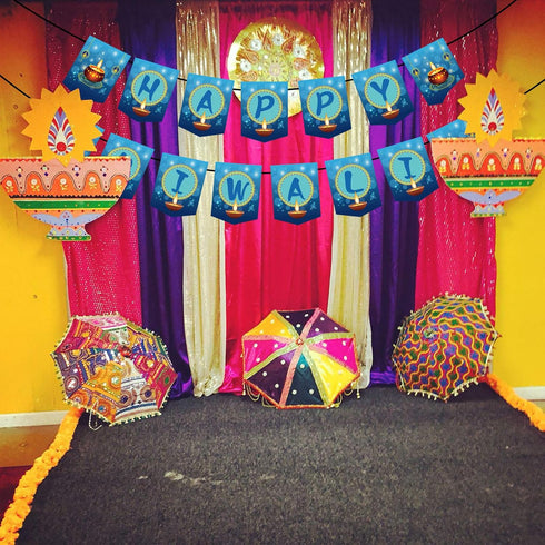 Happy Diwali Banner for Festival of Lights Party Decorations, NOT NEED DIY Deepavali Decorations Mother Laxmi