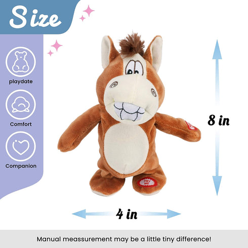 Hopearl Talking Singing Donkey - Walking Electric Interactive Animated Toy that Repeats What You Say, 8'' Plush Buddy