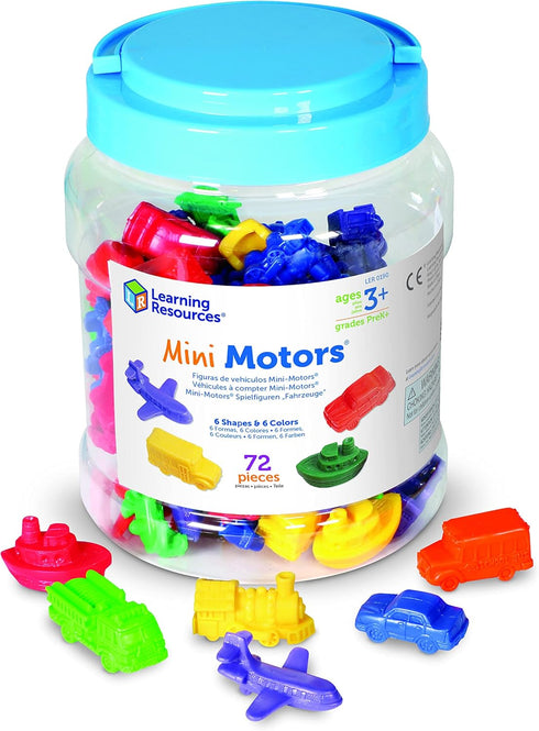Learning Resources Mini Motors Counting and Sorting Fun Set, 72 Pieces, Ages 3+ Car Counters for Preschoolers