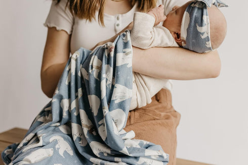 Large Knit Baby Swaddle Blanket - Premium Receiving Blanket in Polar Design