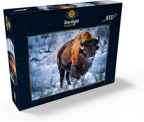MyPuzzle American Bison Crouching in Snow, Yellowstone National Park - 1000 Piece Jigsaw Puzzle for Adults