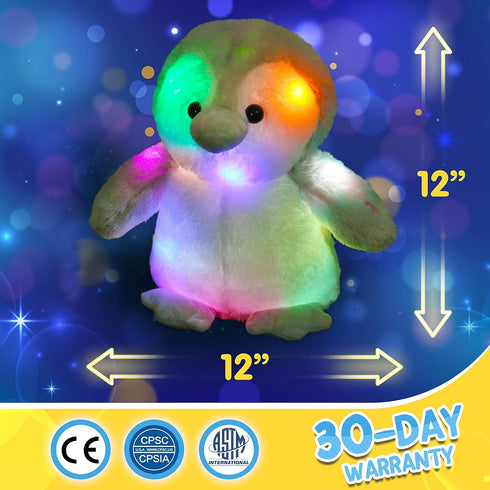 12'' Houwsbaby LED Light Up Penguin Stuffed Animal Plush Toy for Kids Night Light Glowing and Huggable Soft Plush Toy