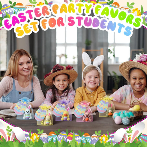 Wiwiqing 36 Pcs/12 Set Set 12 12 12 Easter Mini Stuffed Animals Gift Plush Animal Keychains Cards Bags for Easter Egg