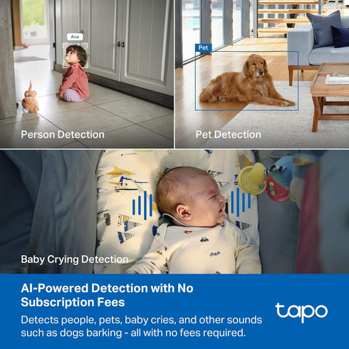 Tapo 4K 360 C260 Indoor Pan/Tilt Wired Security Camera - Works as a Baby Monitor, Person/Pet Detection, Facial